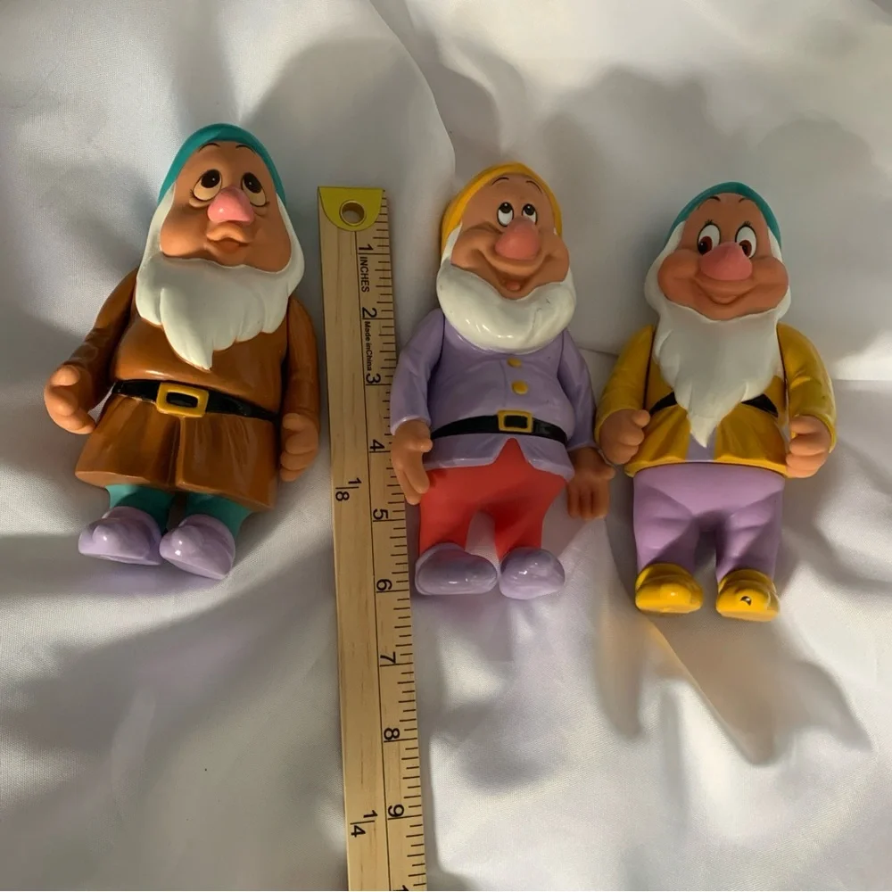 Set of 3 Colorful Dwarf Figurines From Snow White Sneezy Sleepy Happy